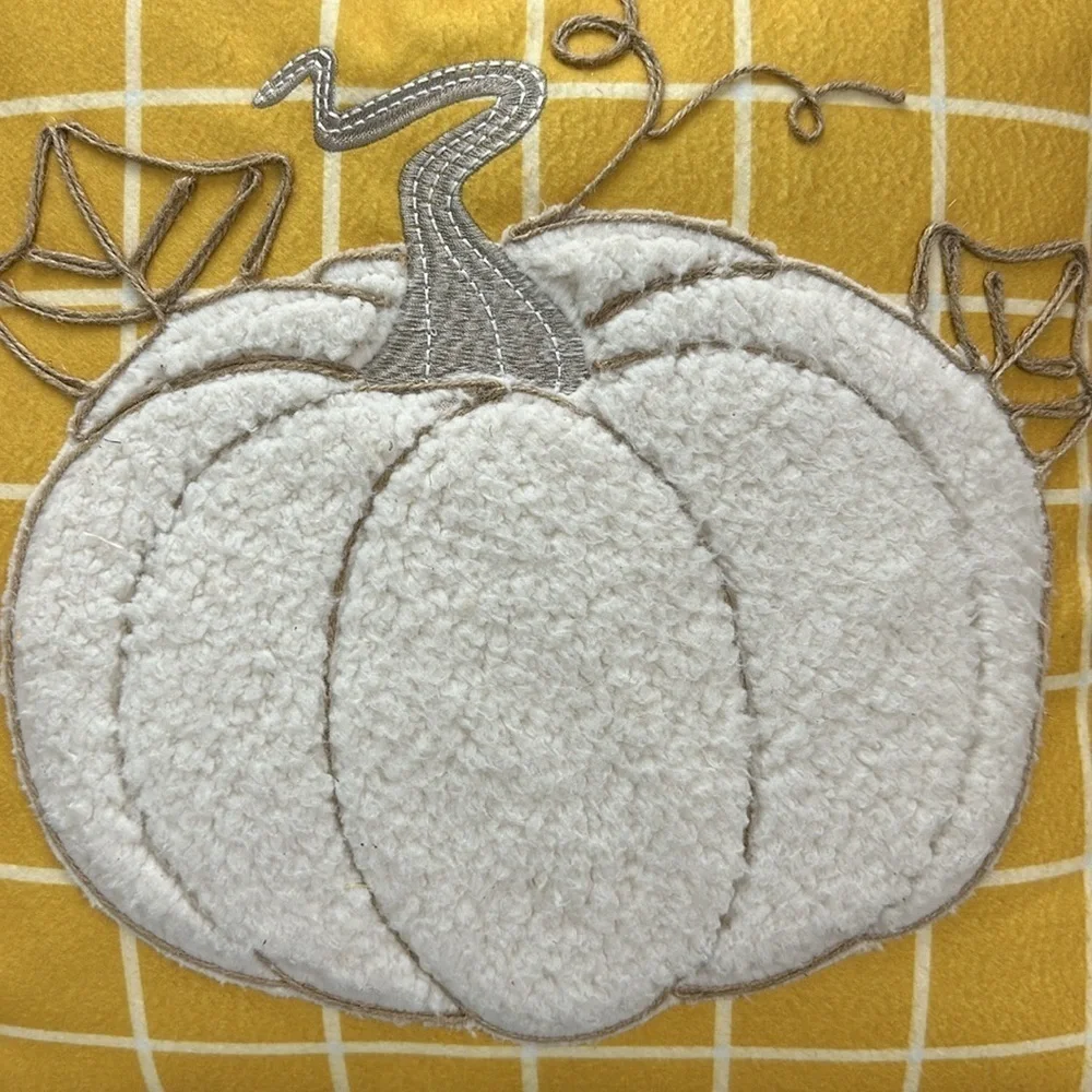Thro Gold Cream Pumpkin Pillow & Hyde and Eek Reversible Table Top Sign Fall NWT